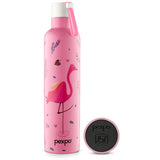 Pexpo Oslo Thermo Steel Bottle | Tri-Ply Vacuum Insulated Hot & Cold Flask | For Daily Use - Pink Flamingo Print 750 ML