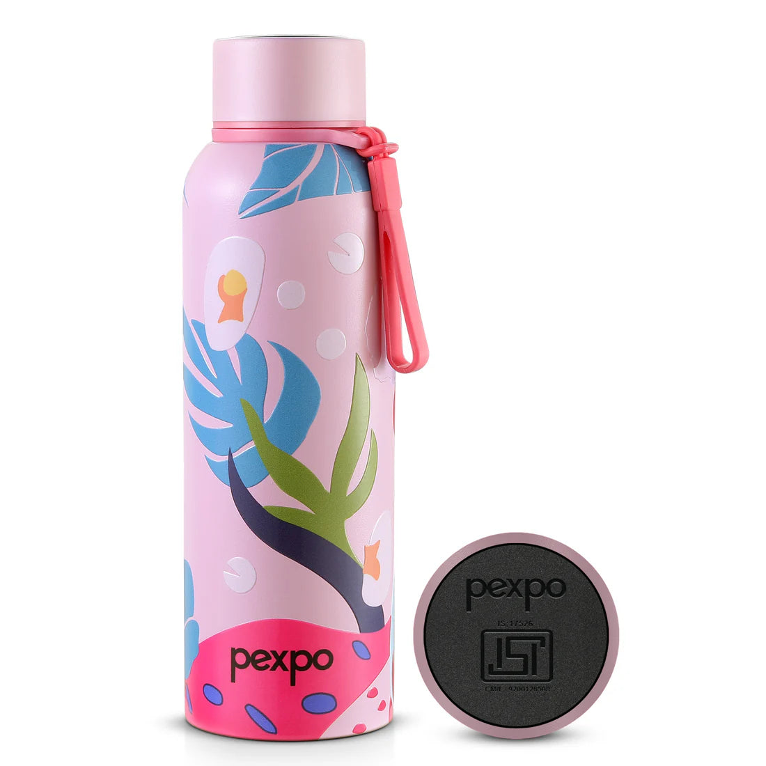 Pexpo Bravo Thermo Steel Bottle | Tri-Ply Vacuum Insulated Hot & Cold Flask - Plant-themed Art 700 ML