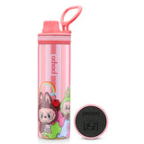 Pexpo Texas Thermo Steel Bottle | Tri-Ply Vacuum Insulated Hot & Cold Flask | For School - Pink Doll Print - 500 ml