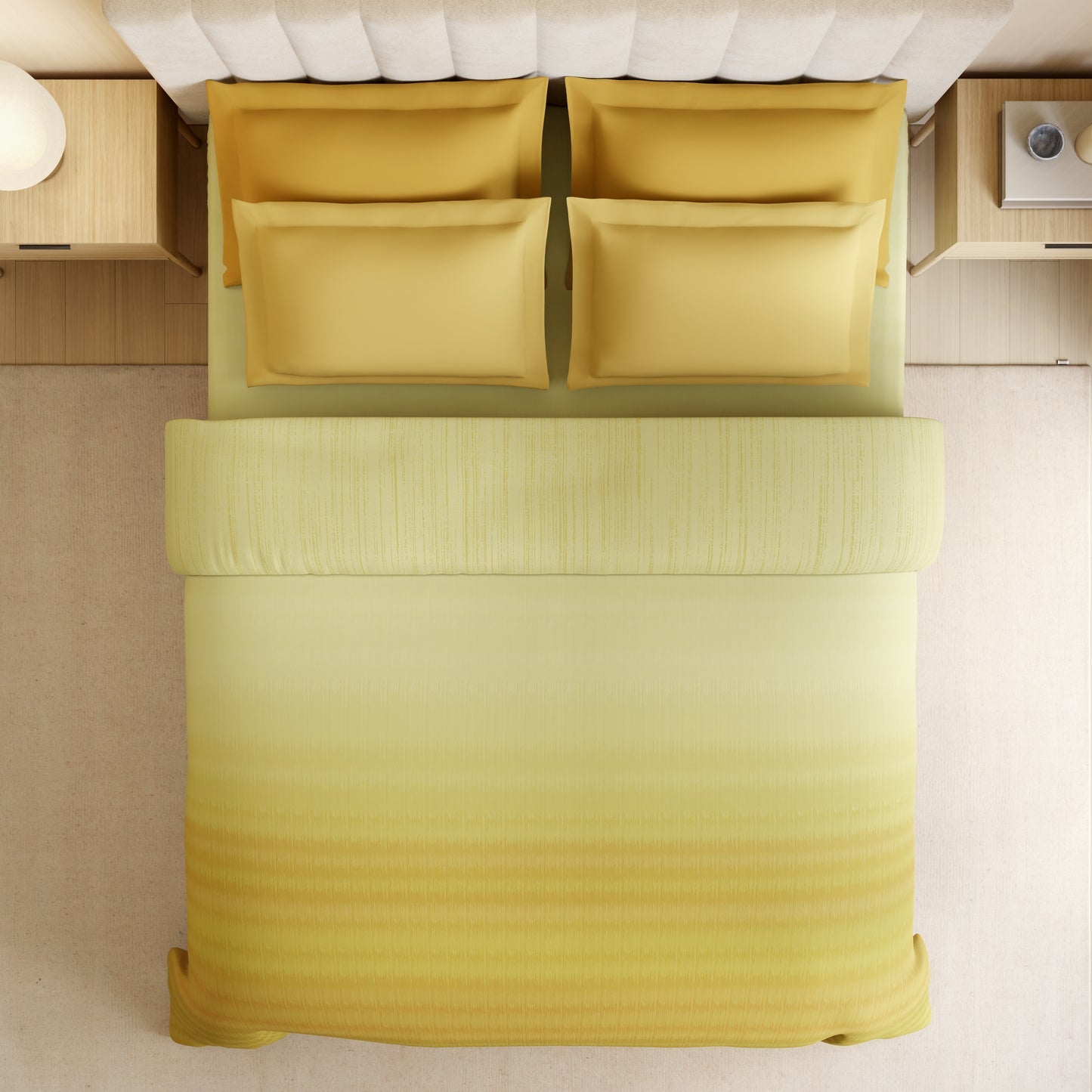 Spaces Luxury Loom Impressions 100% Egyptian Cotton Double Quilt, 350 TC, Geometric, Light Yellow