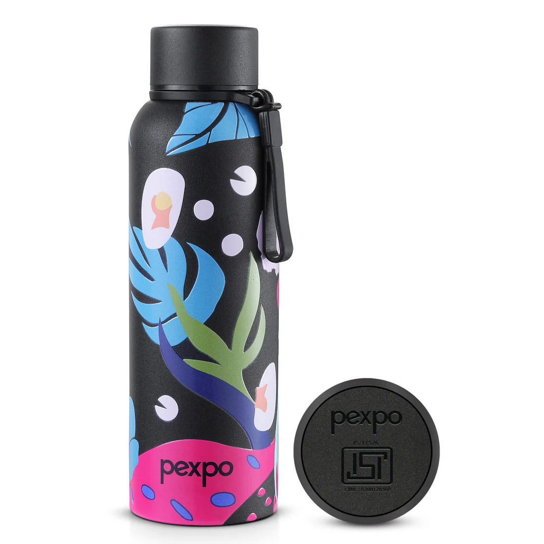 Pexpo Bravo Thermo Steel Bottle | Tri-Ply Vacuum Insulated Hot & Cold Flask - Plant-themed Art 700 ML