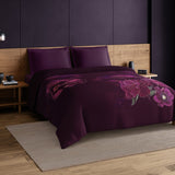 Spaces Elegance Noir 100% Cotton Double Quilt, 210TC, Floral, Dark Violet