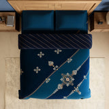 Spaces Rangana Digital 100% Cotton Double Quilt, 300 TC, Ornate, Dark Teal