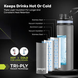 Pexpo Texas Thermo Steel Bottle | Tri-Ply Vacuum Insulated Hot & Cold Flask | For School - 500ml