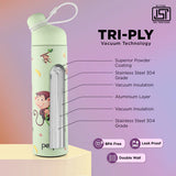 Pexpo Pico Art Stainless Steel Bottle | Tri-Ply Vacuum Insulated Hot & Cold Flask | For Kids 470 ML