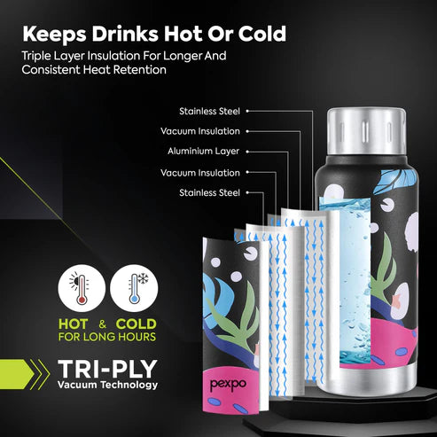 Pexpo Cameo Plant-themed Art Hot & Cold Water Bottle 300 ML