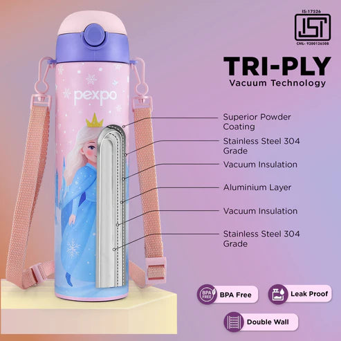 Pexpo Pixy Art Stainless Steel Bottle | Tri-Ply Vacuum Insulated Hot & Cold Flask | For Kids