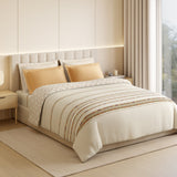 Spaces Luxury Loom Impressions 100% Egyptian Cotton Double Quilt, 350 TC, Geometric, Cream