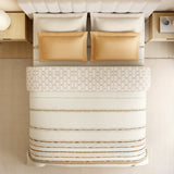 Spaces Luxury Loom Impressions 100% Egyptian Cotton Double Quilt, 350 TC, Geometric, Beige