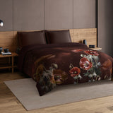 Spaces Elegance Noir 100% Cotton Double Quilt, 210TC, Floral, Dark Brown