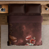 Spaces Elegance Noir 100% Cotton Double Quilt, 210TC, Floral, Dark Brown