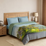 Spaces Rangana Digital 100% Cotton Double Quilt, 300 TC, Ornate, Light Aqua