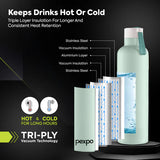 Pexpo Oslo Thermo Steel Bottle | Tri-Ply Vacuum Insulated Hot & Cold Flask | For Daily Use - Pastel Edition