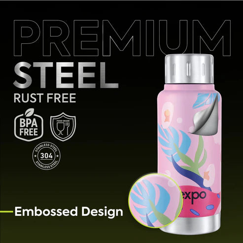 Pexpo Cameo Plant-themed Art Hot & Cold Water Bottle 300 ML