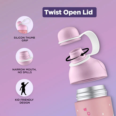 Pexpo Pico Art Stainless Steel Bottle | Tri-Ply Vacuum Insulated Hot & Cold Flask | For Kids 470 ML