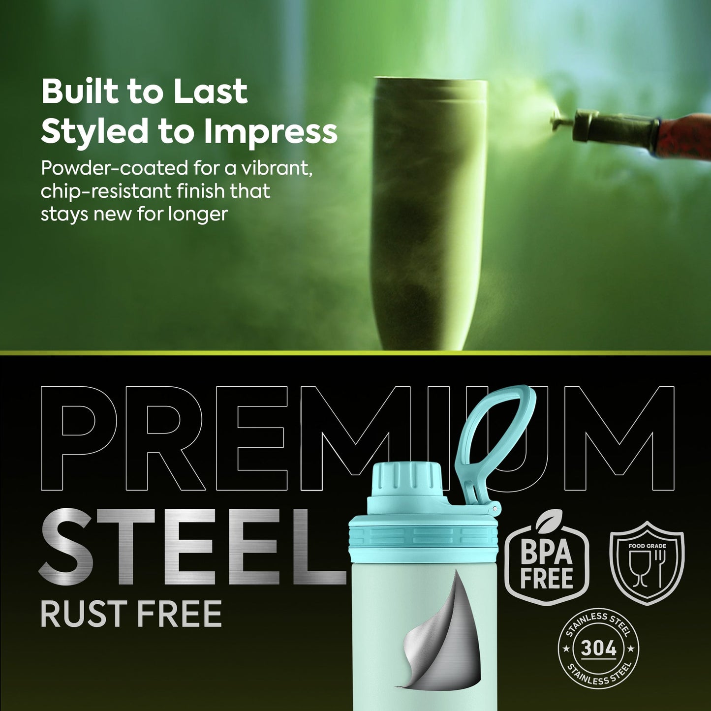 Pexpo Texas Thermo Steel Bottle | Tri-Ply Vacuum Insulated Hot & Cold Flask | For School - 500ml