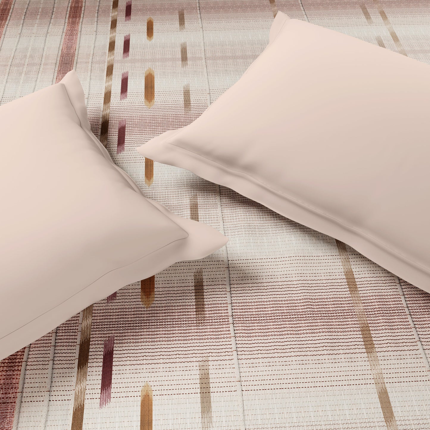 Spaces Luxury Loom Impressions 100% Egyptian Cotton Double Quilt, 350 TC, Geometric, Light Blush
