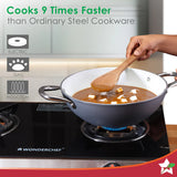 Wonderchef Eco-Glide Ceramic Cookware Set, Kadhai & Glass Lid