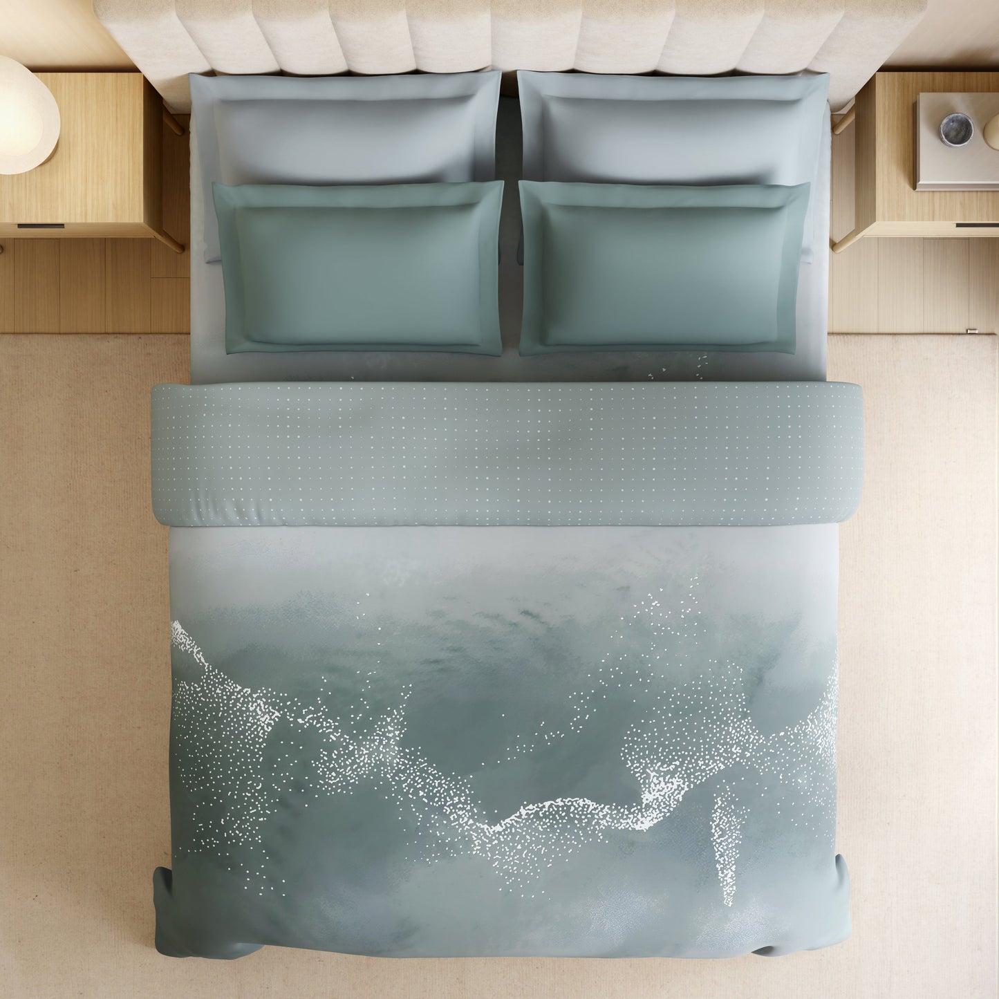Spaces Luxury Alive 100% Cotton Double Quilt, 300 TC, Abstract, Light Teal