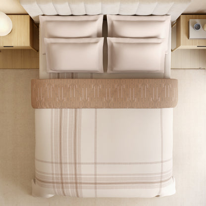 Spaces Luxury Loom Impressions 100% Egyptian Cotton Double Quilt, 350 TC, Geometric, Light Blush