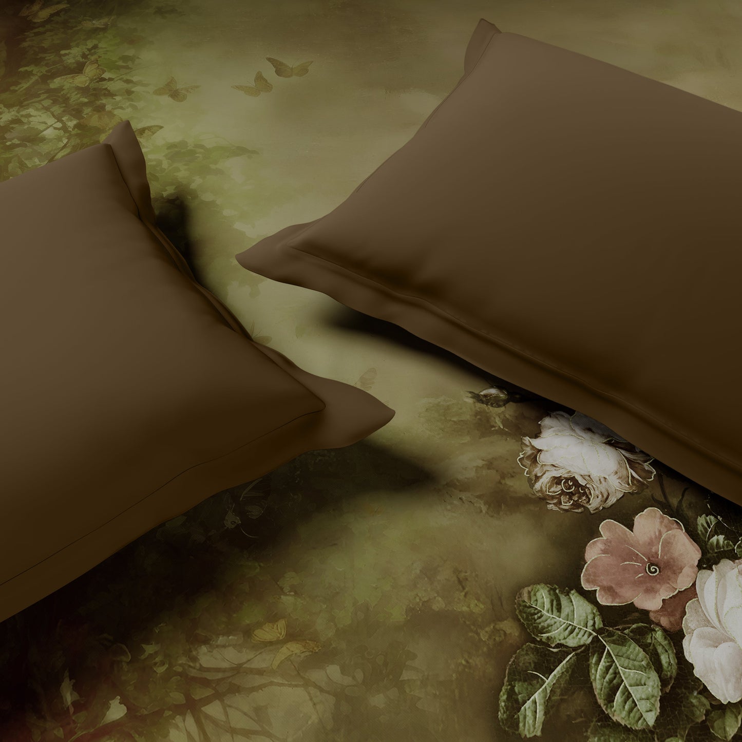 Spaces Elegance Noir 100% Cotton Double Quilt, 210TC, Floral, Brown