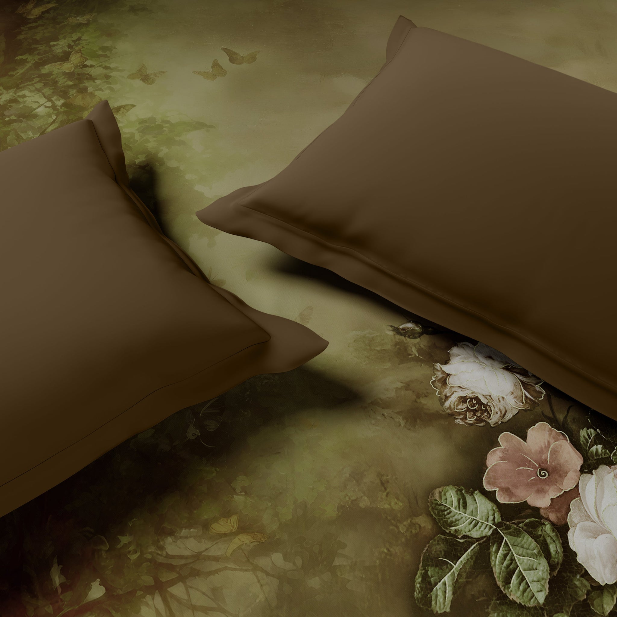Spaces Elegance Noir 100% Cotton Double Quilt, 210TC, Floral, Brown