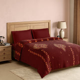 Spaces Rangana Digital 100% Cotton Double Quilt, 300 TC, Ornate, Dark Red