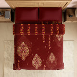 Spaces Rangana Digital 100% Cotton Double Quilt, 300 TC, Ornate, Dark Red