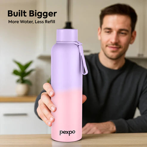 Pexpo Bravo Thermo Steel Bottle | Tri-Ply Vacuum Insulated Hot & Cold Flask - Ombre Design 1000 ml