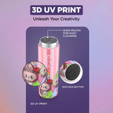 Pexpo Texas Thermo Steel Bottle | Tri-Ply Vacuum Insulated Hot & Cold Flask | For School - Pink Doll Print - 500 ml