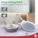 Wonderchef Eco-Glide Ceramic Cookware Set, Kadhai & Glass Lid