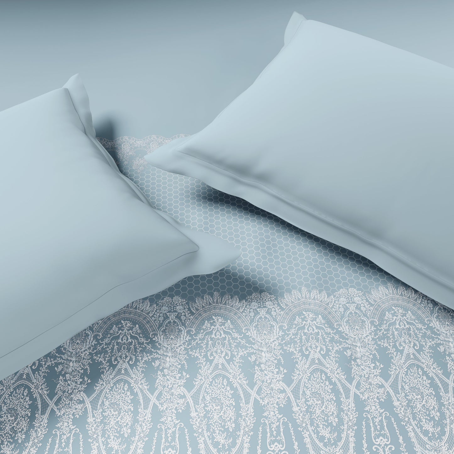 Spaces Luxury Alive 100% Cotton Double Quilt, 300 TC, Ornate, Light Aqua