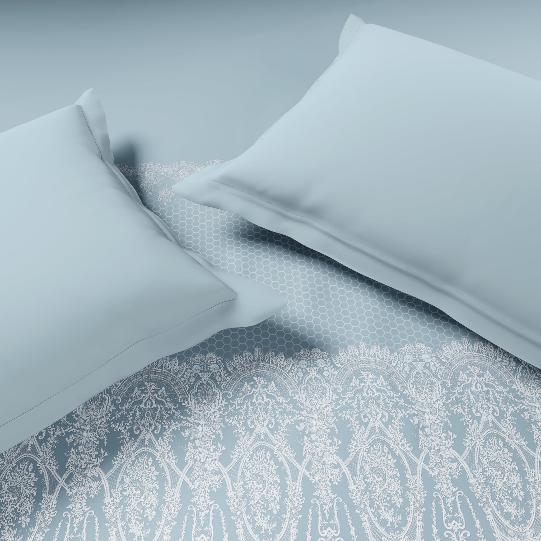 Spaces Luxury Alive 100% Cotton Double Quilt, 300 TC, Ornate, Light Aqua