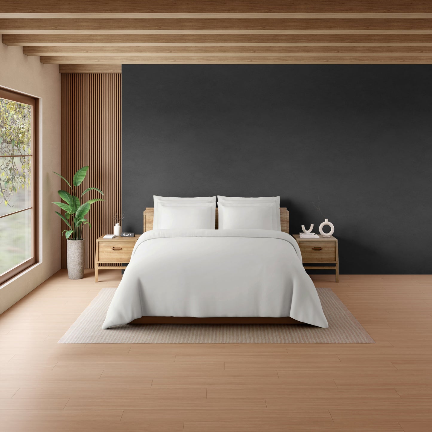 Spaces Solid White Solid King Size Bedsheet - Eminence