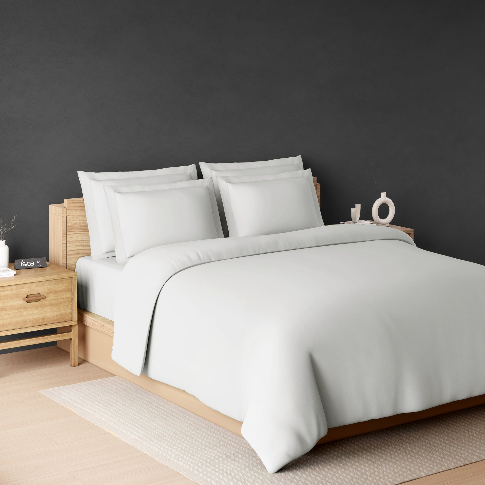Spaces Solid White Solid King Size Bedsheet - Eminence