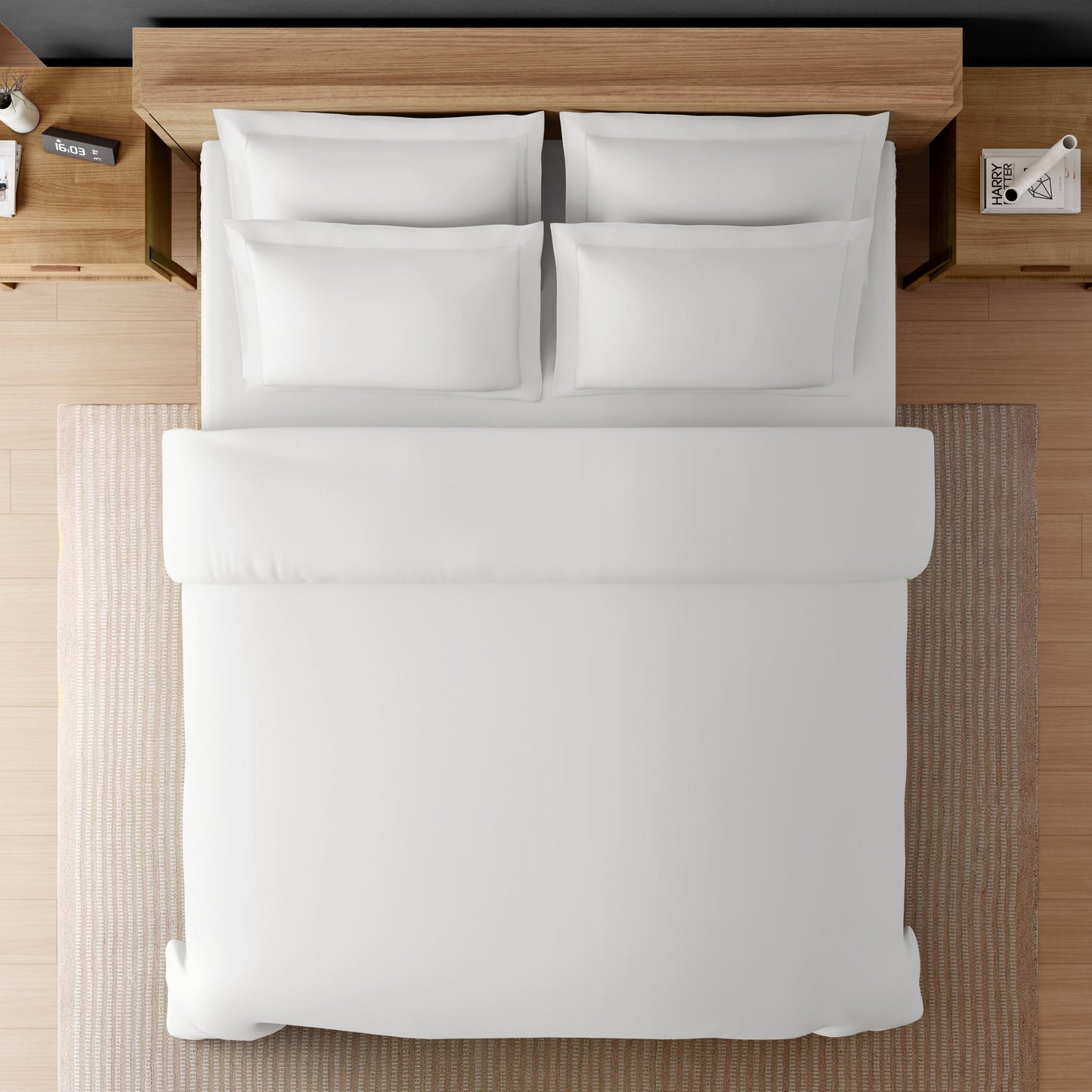 Spaces Solid White Solid King Size Bedsheet - Eminence