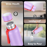 Pexpo Bravo Thermo Steel Bottle | Tri-Ply Vacuum Insulated Hot & Cold Flask - Pastel Edition Orchid Purple 1000 ML