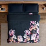 Spaces Elegance Noir 100% Cotton Double Quilt, 210TC, Floral, Dark Teal