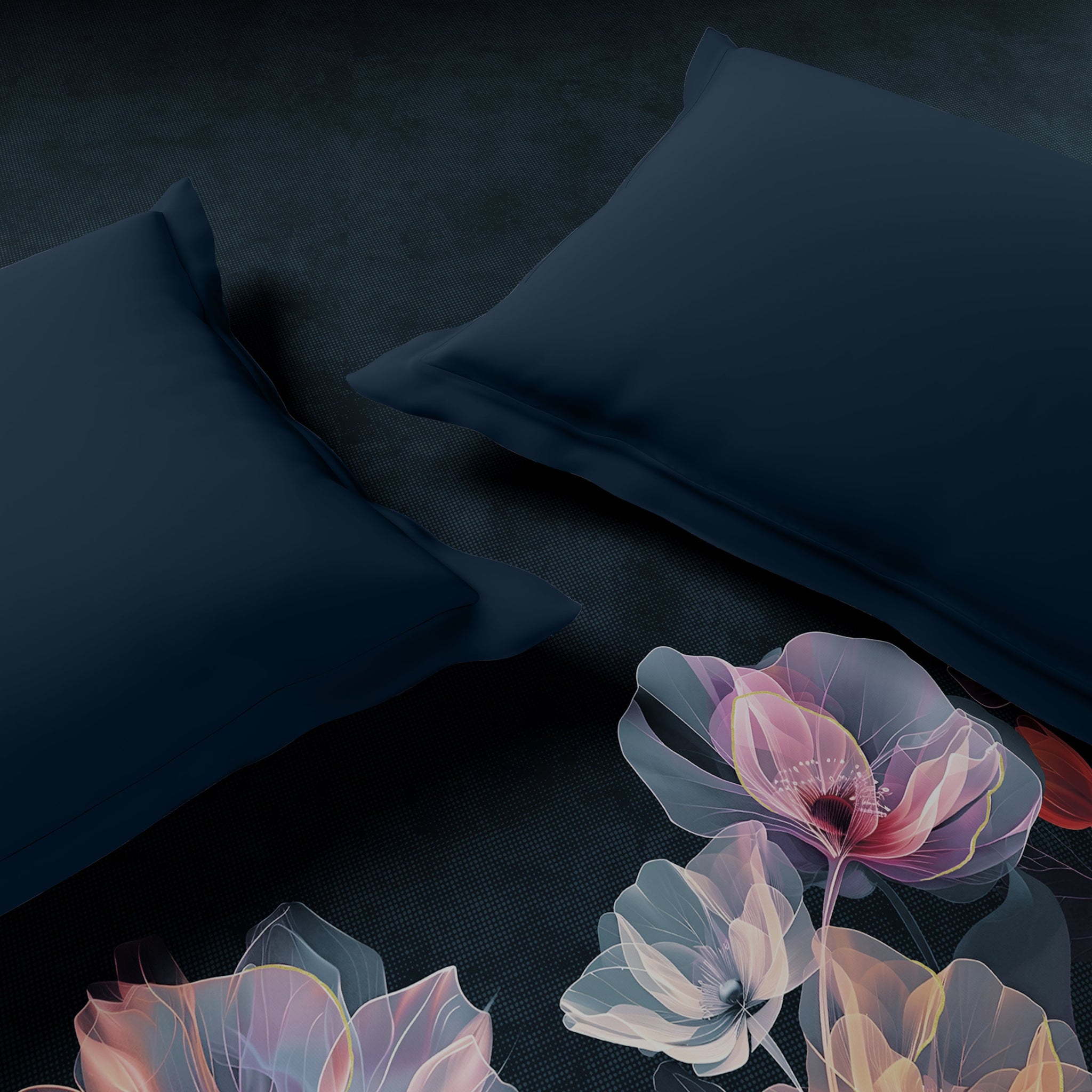 Spaces Elegance Noir 100% Cotton Double Quilt, 210TC, Floral, Dark Teal