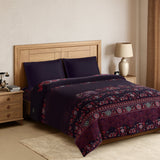 Spaces Rangana Digital 100% Cotton Double Quilt, 300 TC, Ornate, Dark Violet