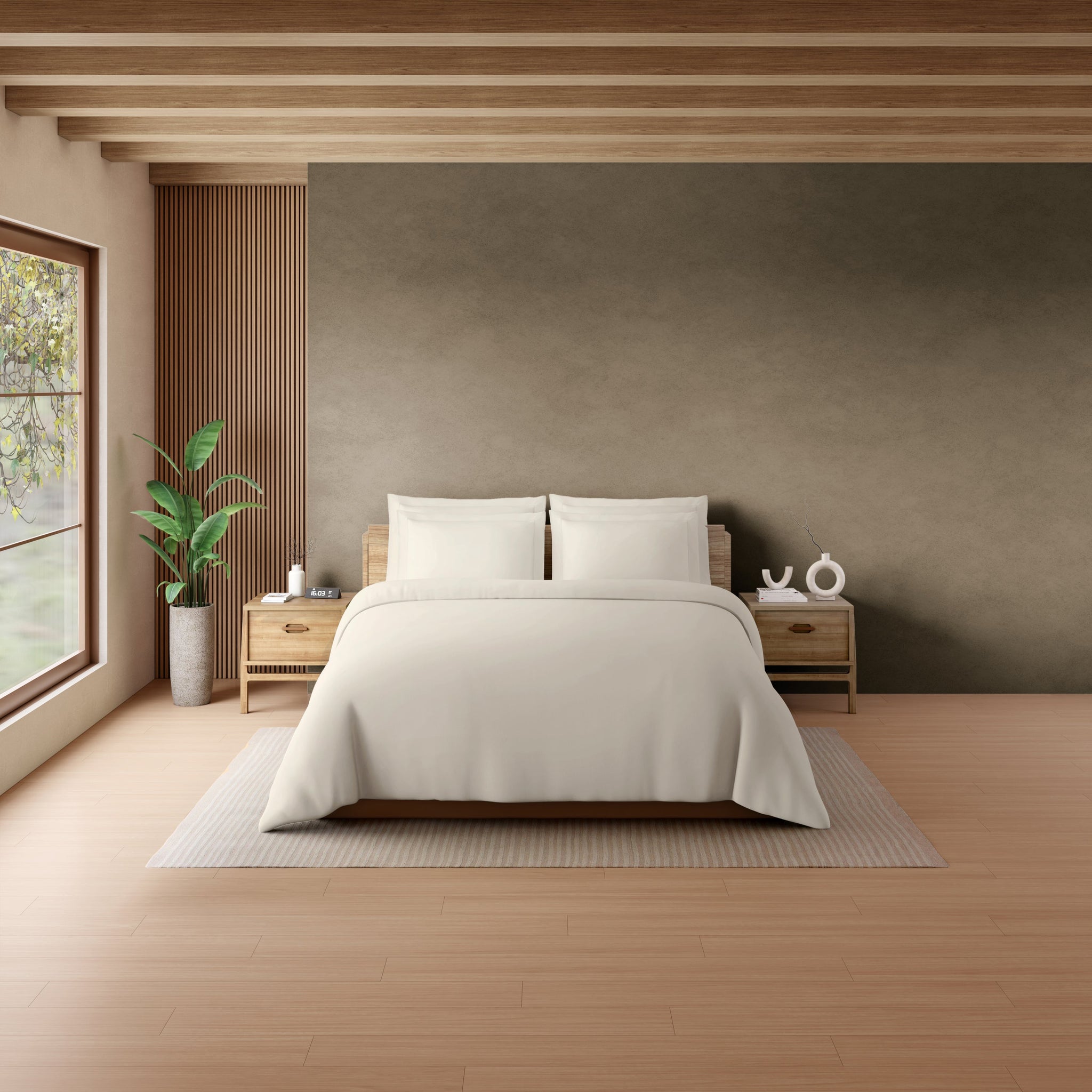 Spaces Solid Ivory Solid King Size Bedsheet - Eminence