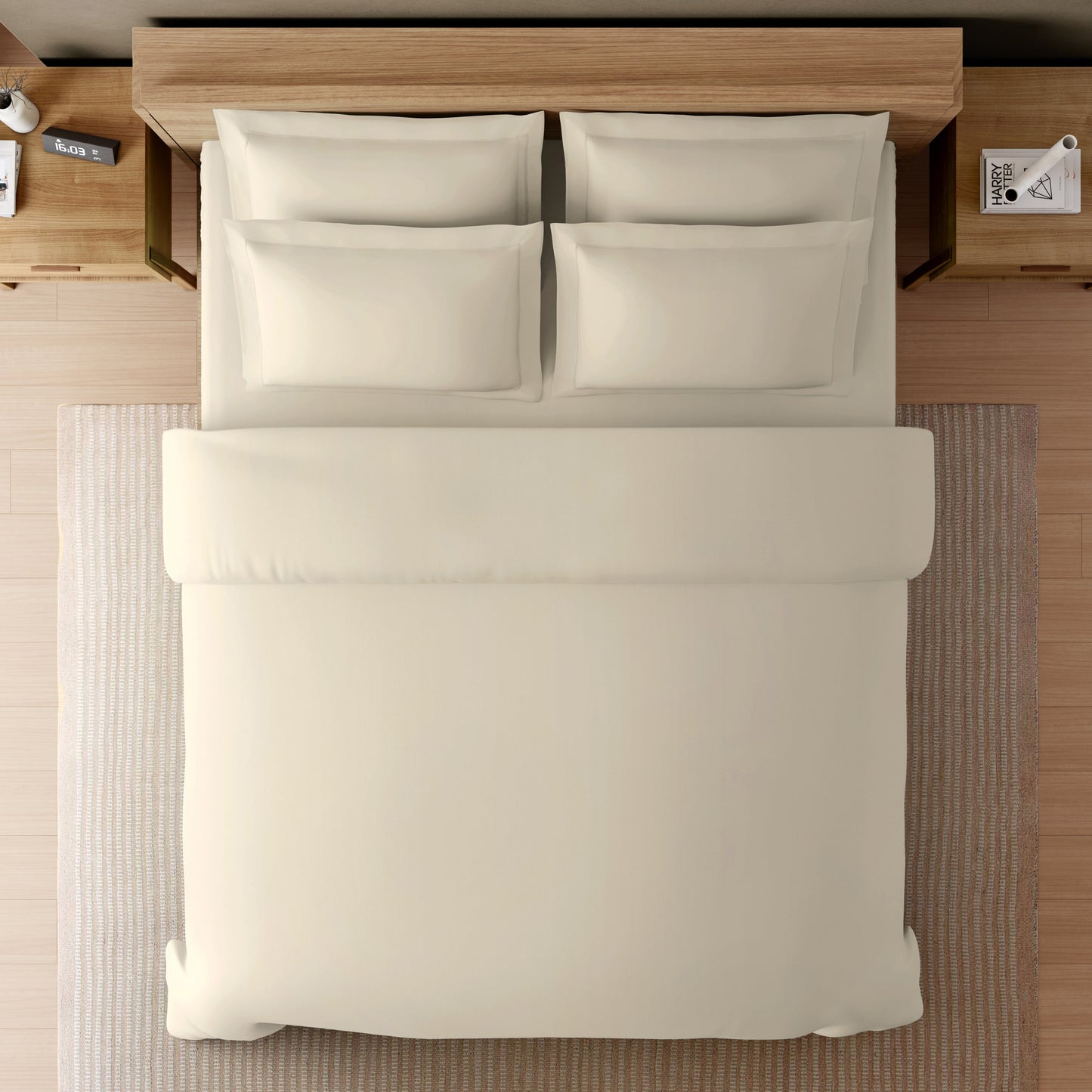 Spaces Solid Ivory Solid King Size Bedsheet - Eminence