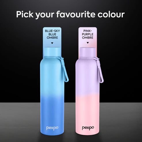 Pexpo Bravo Thermo Steel Bottle | Tri-Ply Vacuum Insulated Hot & Cold Flask - Ombre Design 1000 ml