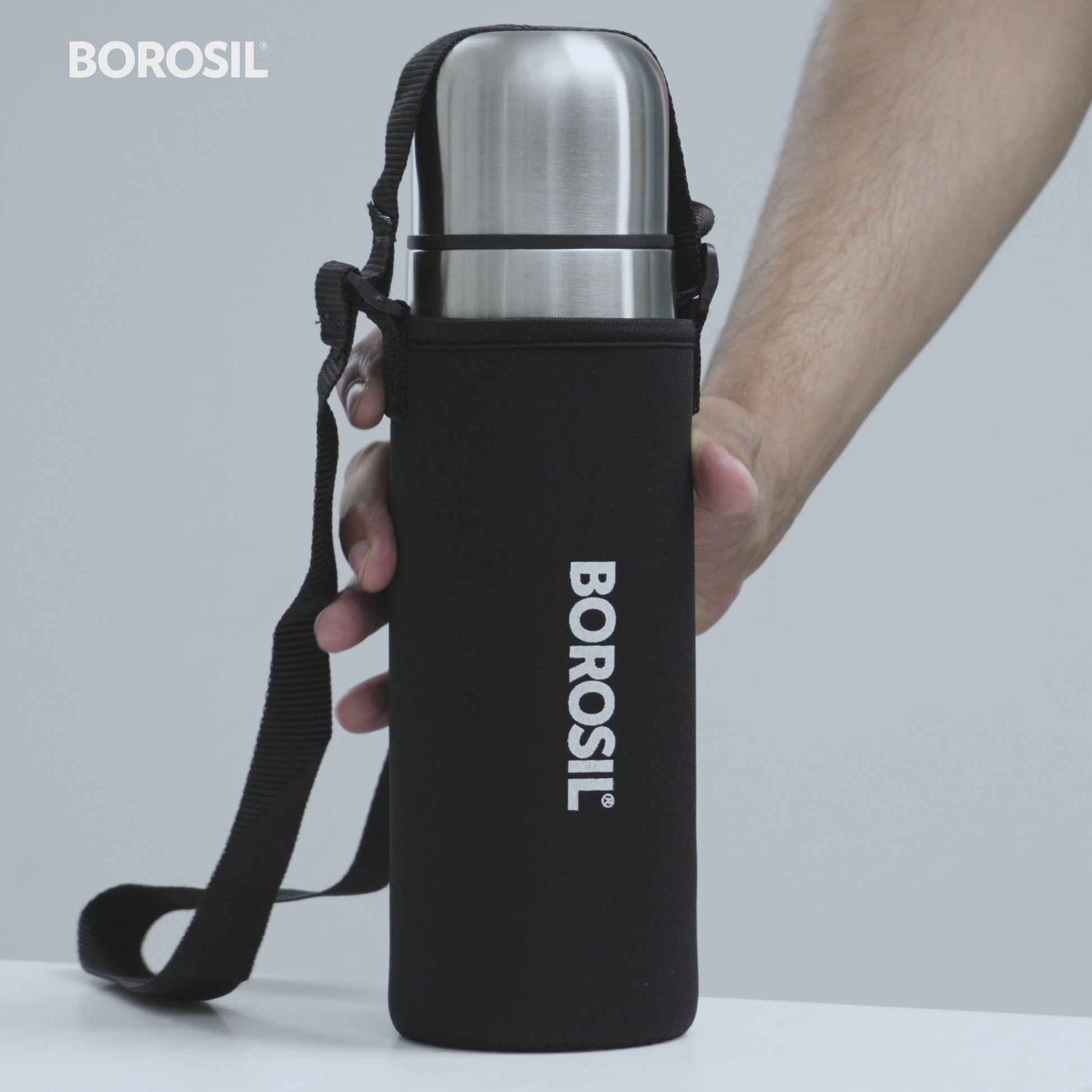Borosil Thermo Flask Double Wall Bottle, Black 1L