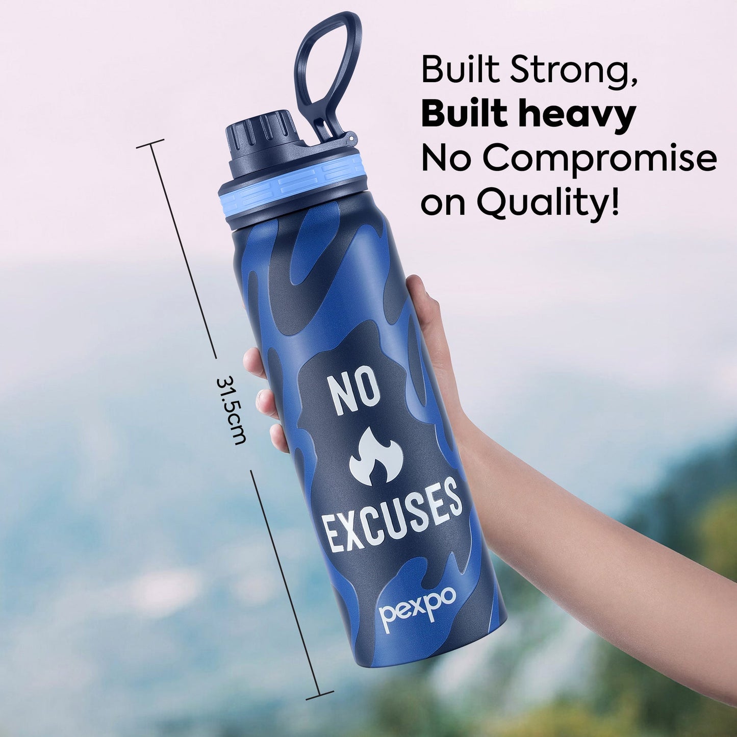 Pexpo Austin Art Thermo Steel Bottle | Tri-Ply Vacuum Insulated Hot & Cold Flask | For Office 740 ML