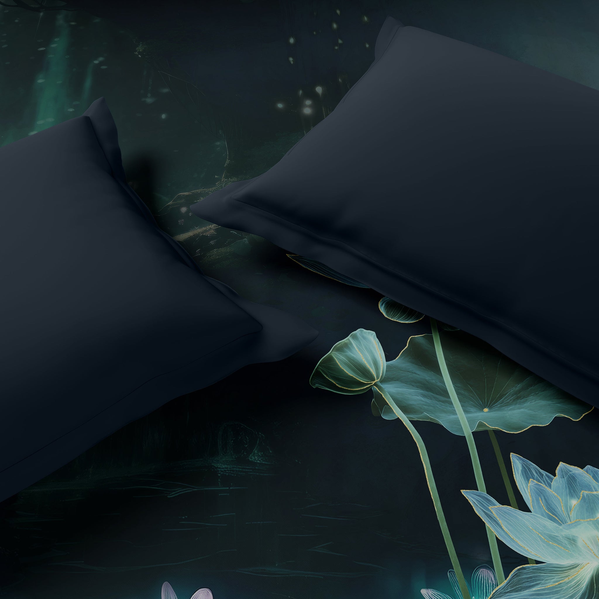 Spaces Elegance Noir 100% Cotton Double Quilt, 210TC, Floral, Dark Blue