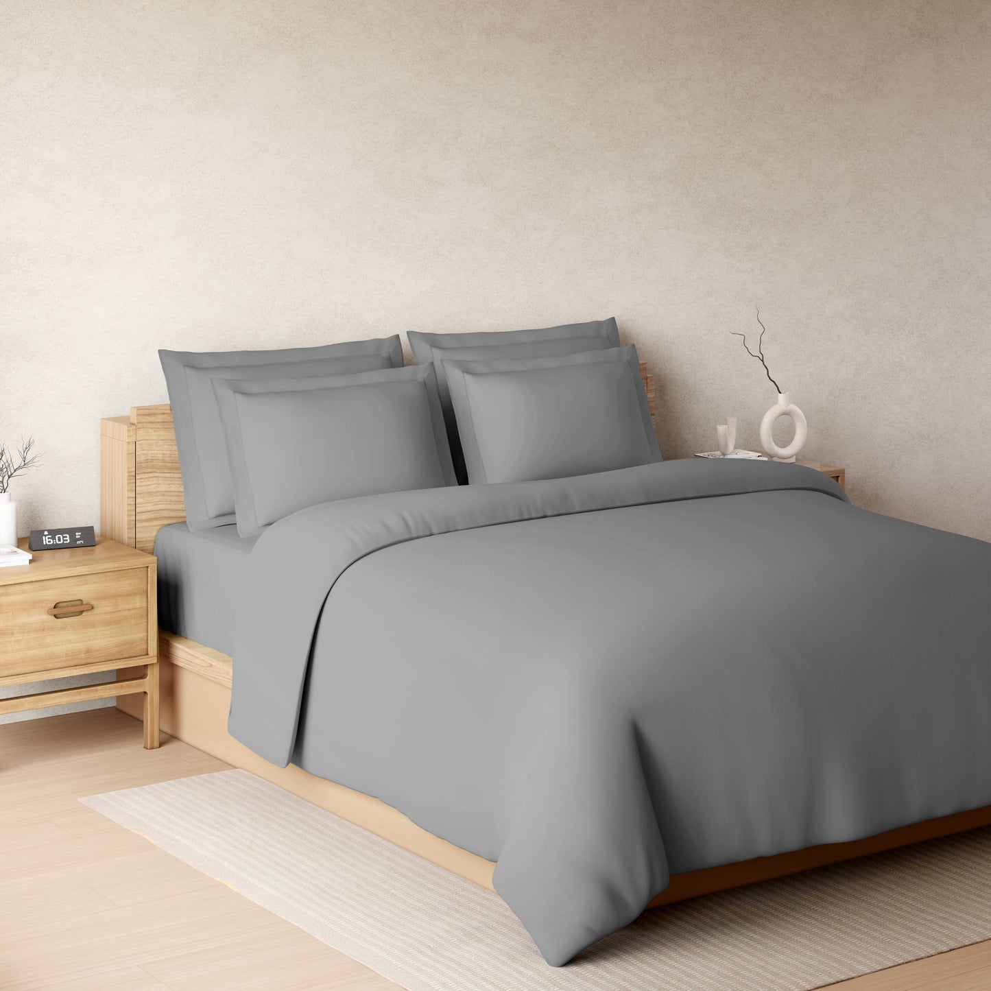 Spaces Solid Dark Grey Solid King Size Bedsheet - Eminence