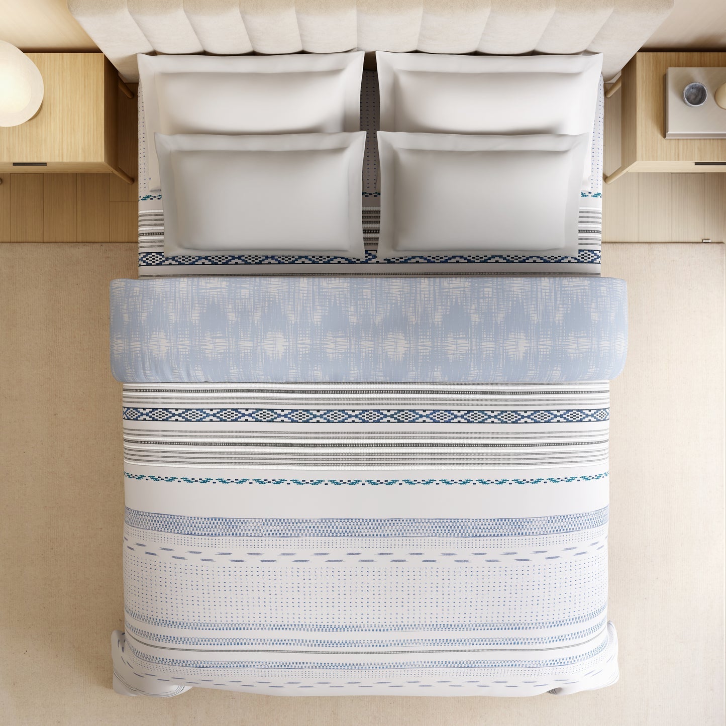 Spaces Luxury Alive 100% Cotton Double Quilt, 300 TC, Floral, Light Grey