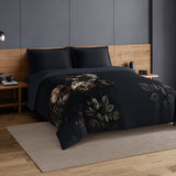 Spaces Elegance Noir 100% Cotton Double Quilt, 210TC, Floral, Dark Blue