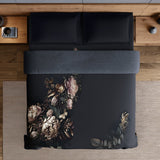 Spaces Elegance Noir 100% Cotton Double Quilt, 210TC, Floral, Dark Blue